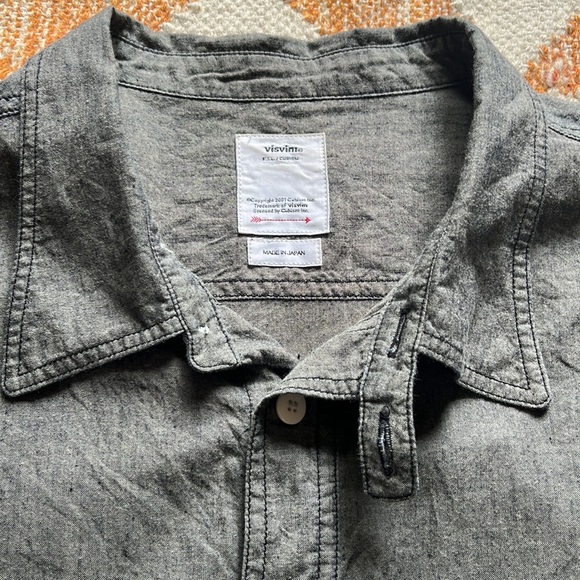 Visvim Long Sleeve Designer Button Down Shirt. Handmade of the finest materials - Picture 13 of 16